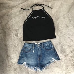 Kendall + Kylie “keep me wild” crop halter top